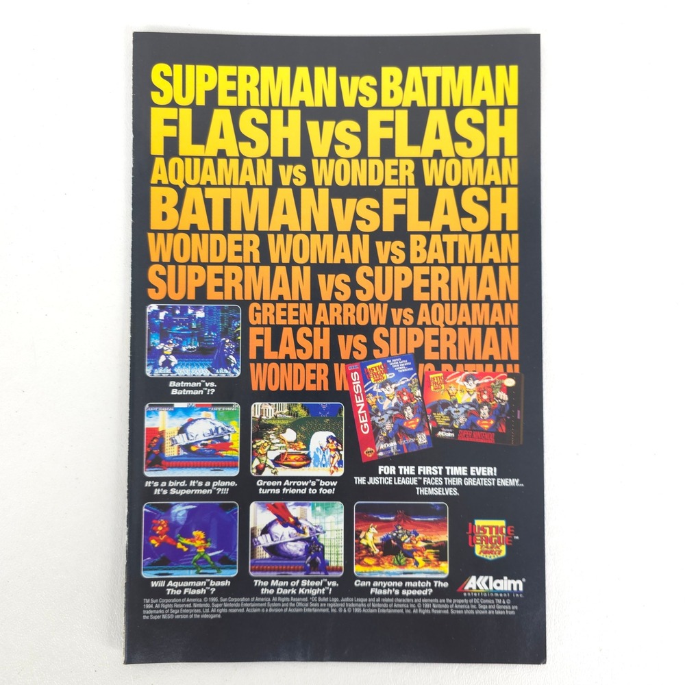 Justice League Task Force Print Ad DC Comics Sega Genesis Super Nintendo 1995